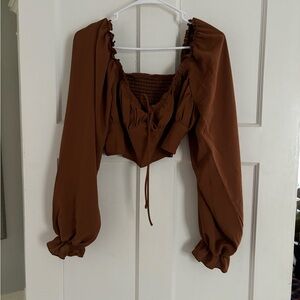 Anthropologie Brown Long Sleeve Blouse
